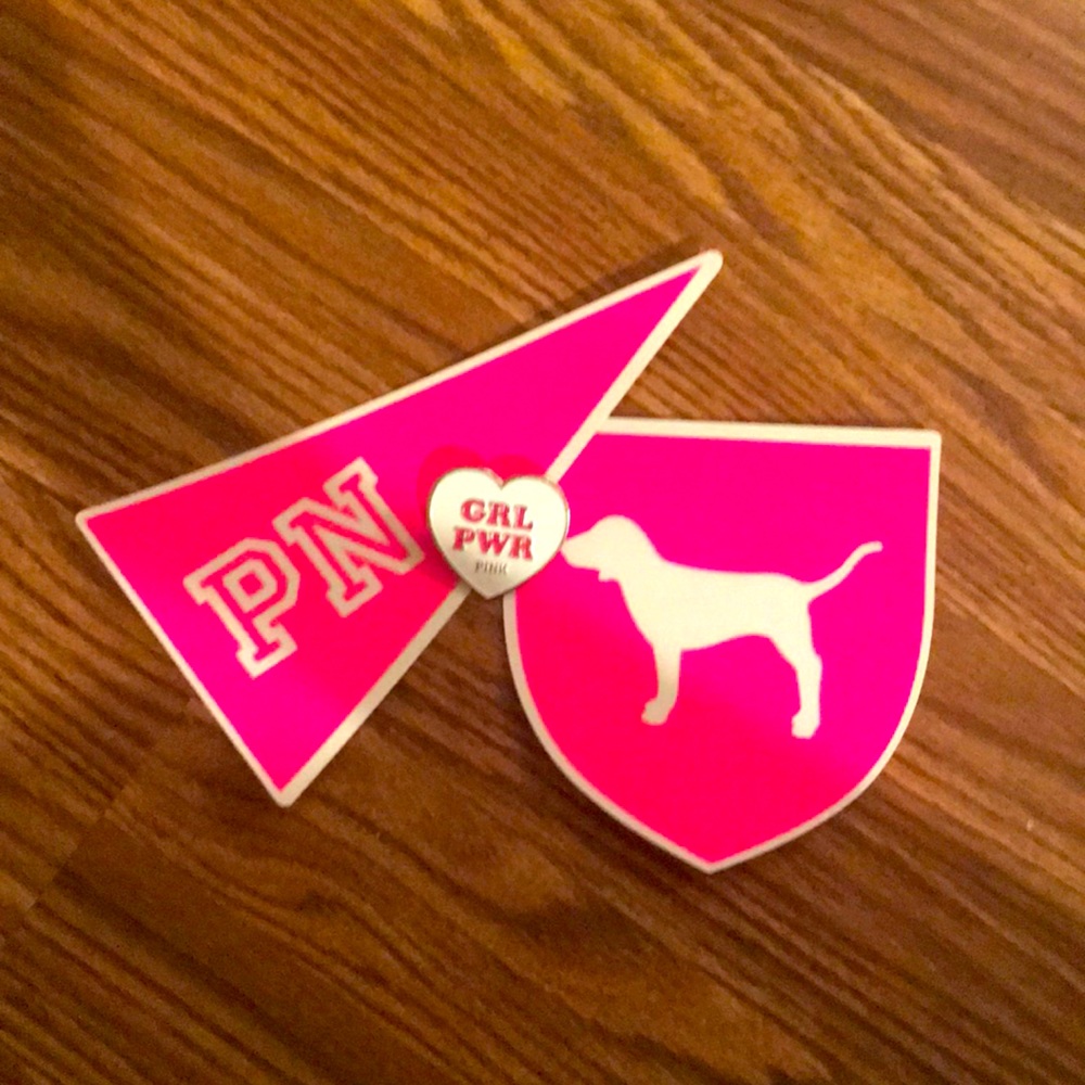 Bundle of Pink Stickers and GRL PWR Brooch
